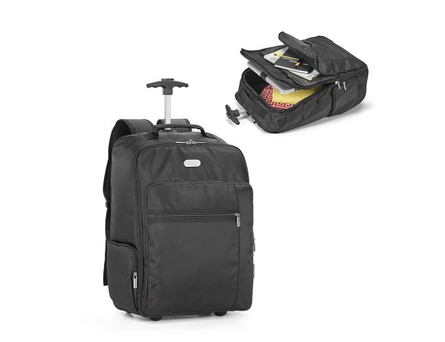 Mochila trolley para notebook. 1680D e 300D. Com 2 rodas. Compartimento